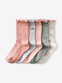 Preparar la llegada del bebé - Homewear Futura mamá-Pack de 5 pares de calcetines de punto de canalé / punto calado para niña