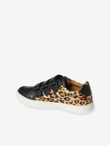 Zapatillas deportivas de piel con tira autoadherente y estampado de leopardo - Junior negro estampado 