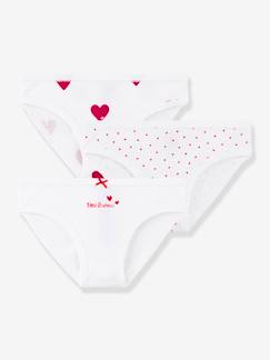 Niña-Ropa interior-Lote de 3 braguitas Corazón de algodón para niña - PETIT BATEAU