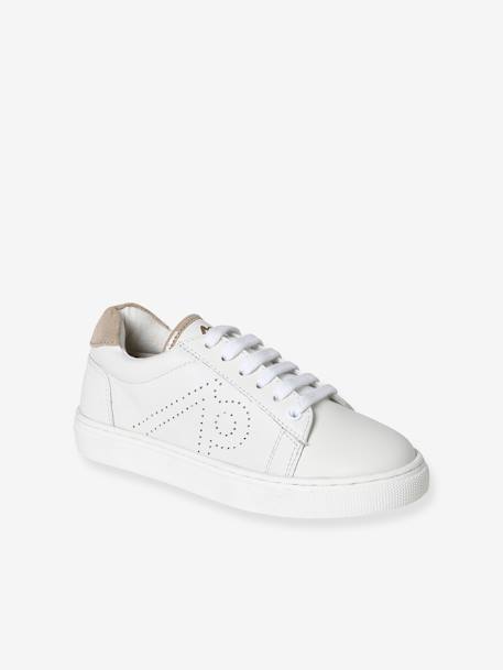 Zapatillas deportivas infantiles de piel blanco 