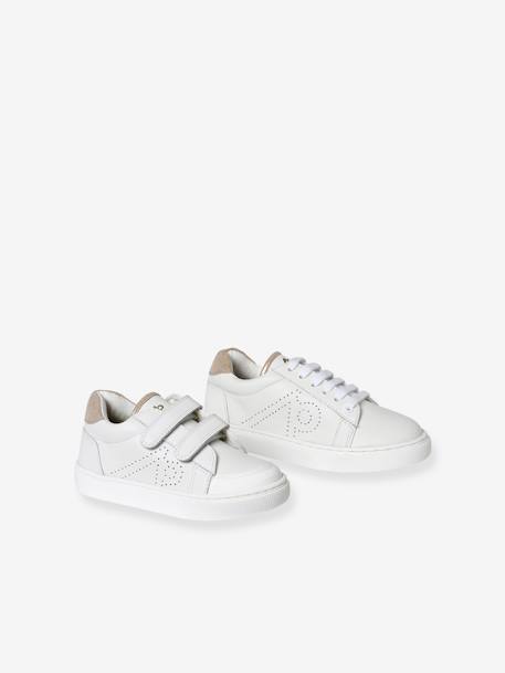 Zapatillas deportivas infantiles de piel blanco 