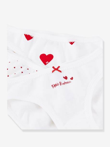 Lote de 3 braguitas Corazón de algodón para niña - PETIT BATEAU BLANCO CLARO ESTAMPADO 