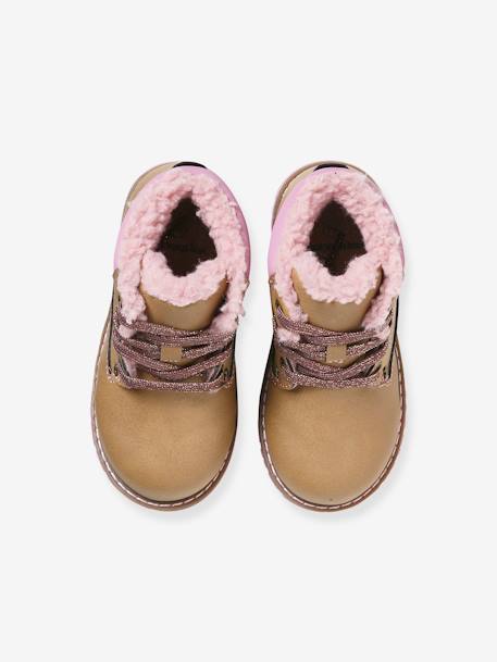 Botas con cordones y pelo sintético para niña - Colección de maternidad camello 