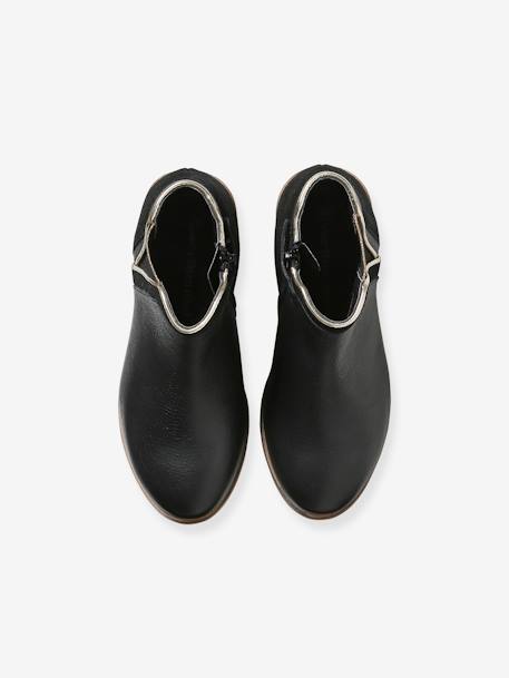 Botas de piel con cremallera y pieza elástica para niña azul marino+camello+negro 