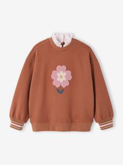 Niña-Jerséis, chaquetas de punto, sudaderas-Sudaderas-Sudadera fantasía con motivo de flor de felpa de rizo para niña