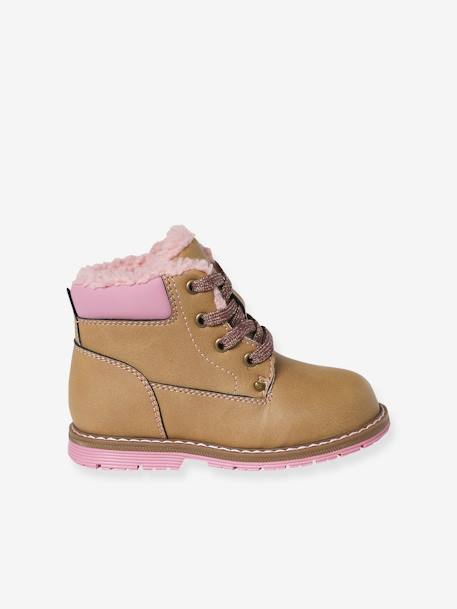 Botas con cordones y pelo sintético para niña - Colección de maternidad camello 