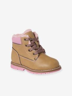 Calzado-Calzado niña (23-38)-Botas con cordones y pelo sintético para niña - Colección de maternidad