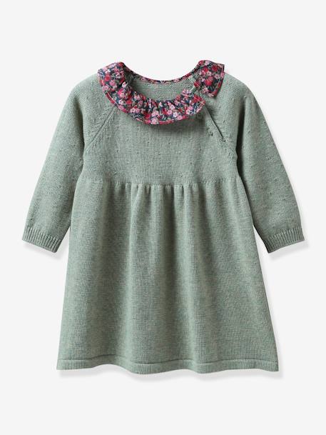 Vestido de punto tricot con cuello de tejido Liberty para bebé - Cyrillus