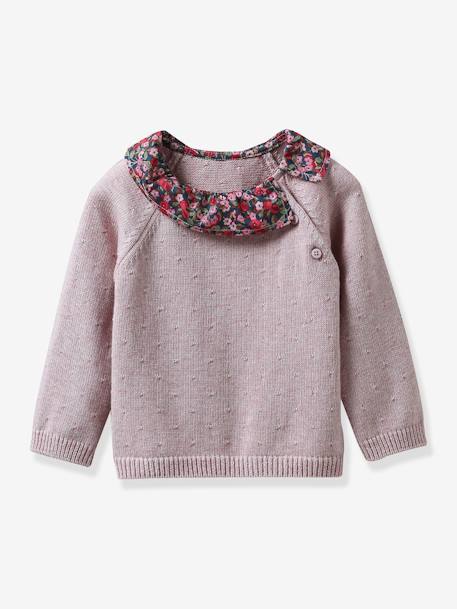 Bebé-Sudaderas, jerséis y chaquetas de punto-Jersey con cuello de tejido Liberty para bebé - Cyrillus