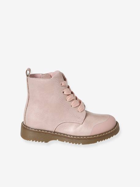 Botas con cordón y cremallera para niña - Colección primera infancia rosa 