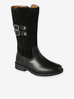 Calzado-Calzado niña (23-38)-Botas de piel estilo equitación con cremallera para niña