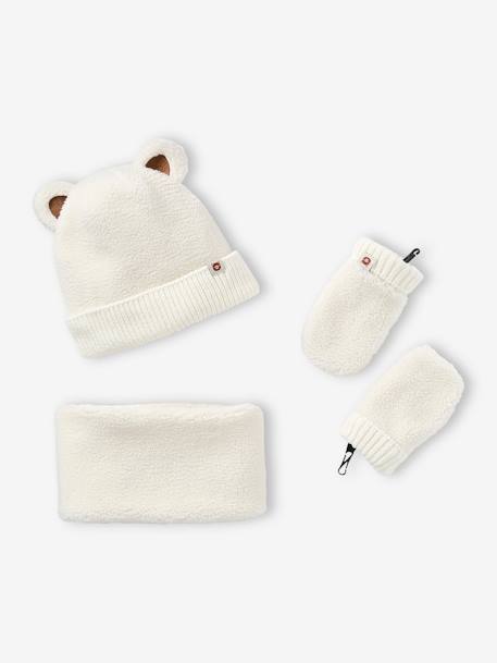 Bebé-Accesorios-Gorros, bufandas, guantes-Conjunto "Bear Mood" bebé niño gorro + snood + manoplas de sherpa