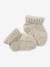 Conjunto para recién nacido de punto tricot: gorro + manoplas + zapatillas de casa avellana+beige jaspeado 