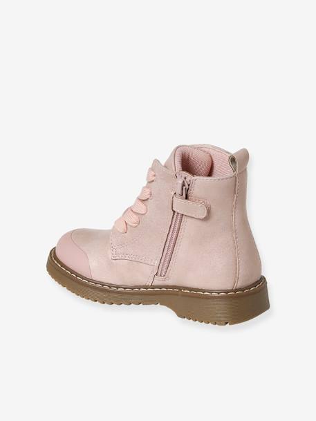 Botas con cordón y cremallera para niña - Colección primera infancia rosa 