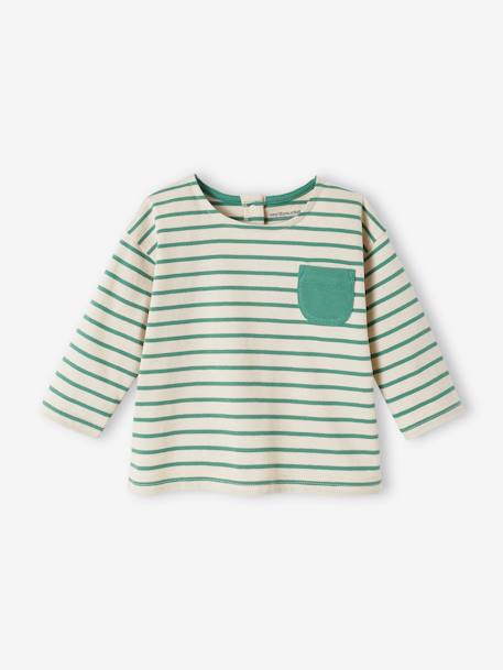 Camiseta a rayas de manga larga para bebé rayas azul+rayas verde 