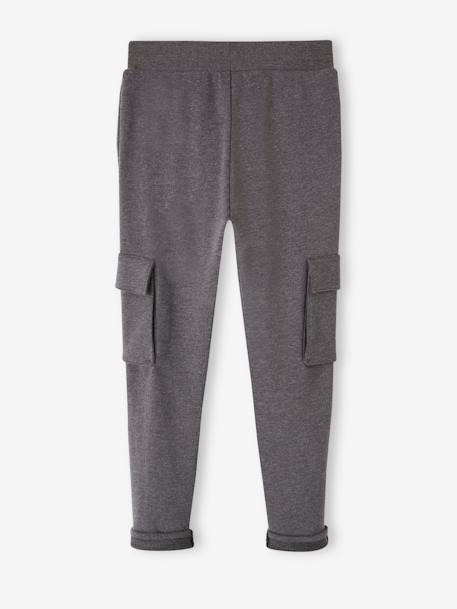 Pantalón jogging con bolsillo cargo para niño gris jaspeado+verde sauce 