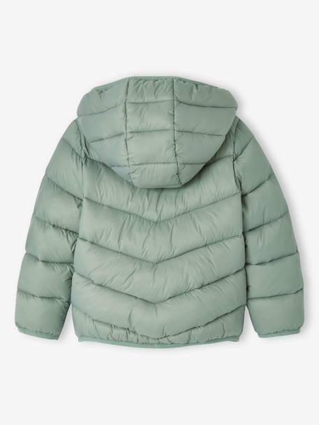 Chaqueta acolchada ligera con capucha para niña azul marino+liquen+mostaza 