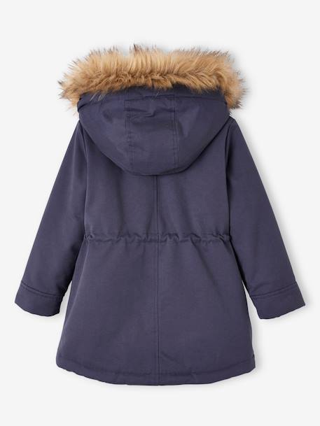 Parka con capucha 3 en 1, niña azul marino+verde grisáceo+VERDE OSCURO LISO+VIOLETA MEDIO LISO 