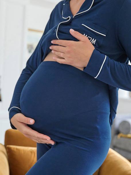 Conjunto de 2 prendas de pijama liso para embarazo azul océano 