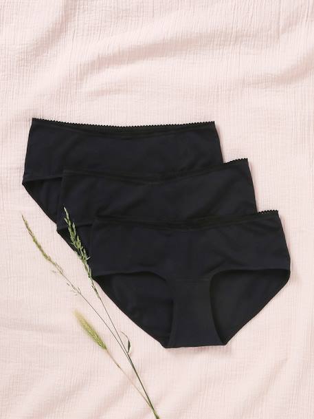 Pack de 3 shorties para embarazo de algodón GRIS CLARO LISO+negro 