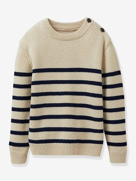 Jersey estilo marinero de lana para niño - Cyrillus beige 