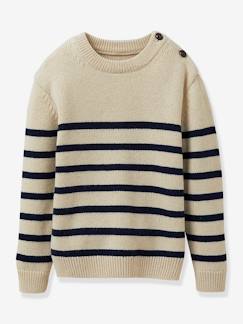 Niño-Jerséis, chaquetas de punto, sudaderas-Jerséis de punto-Jersey estilo marinero de lana para niño - Cyrillus