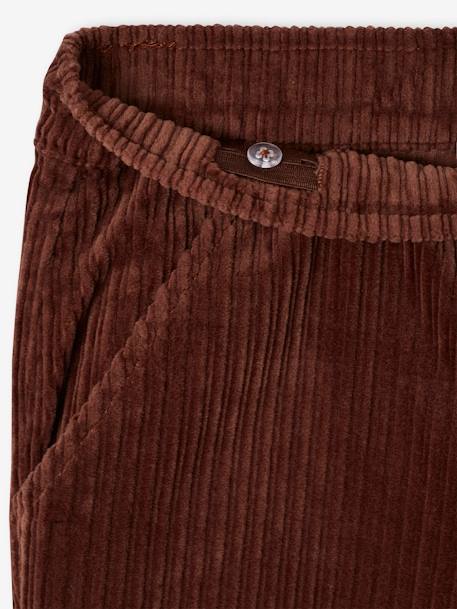 Pantalón de pana fácil de vestir para niño caramelo+verde pino 