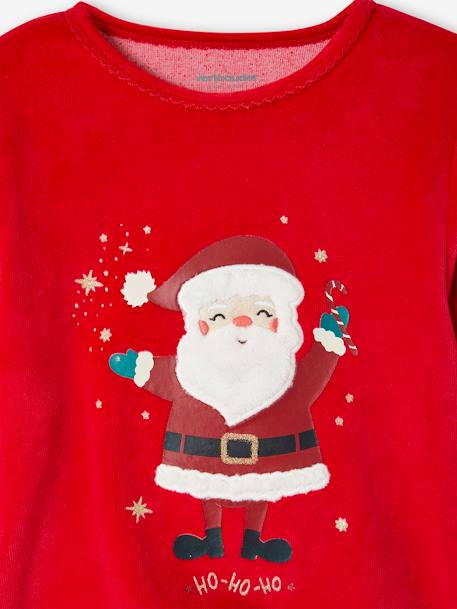 Pijama de terciopelo de Navidad para niña rojo 