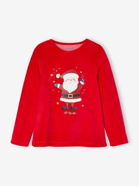 Pijama de terciopelo de Navidad para niña rojo 