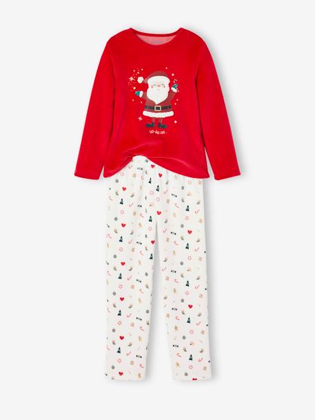 Pijama de terciopelo de Navidad para niña rojo 