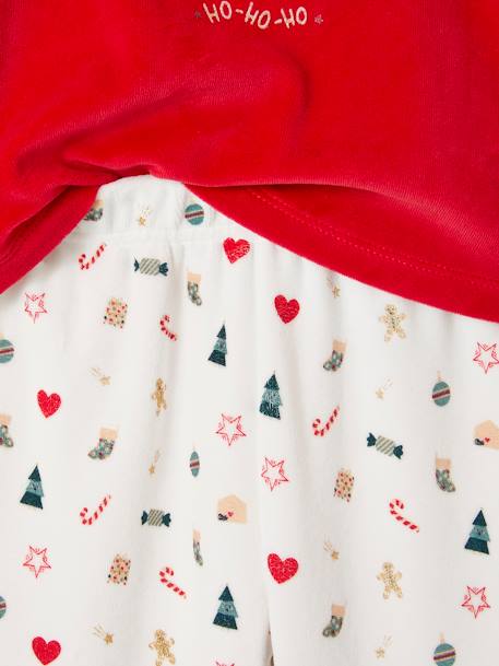 Pijama de terciopelo de Navidad para niña rojo 