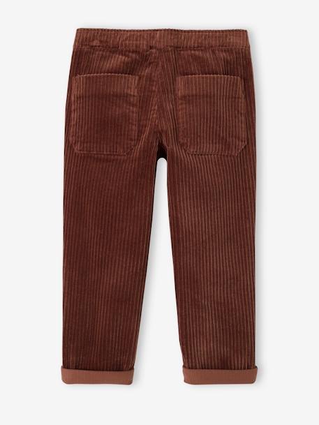 Pantalón de pana fácil de vestir para niño caramelo+verde pino 