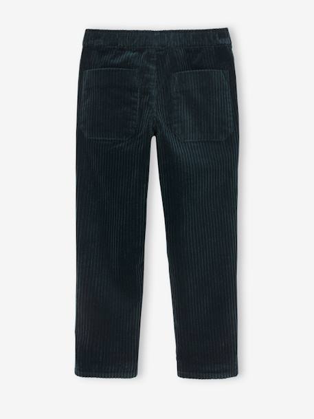 Pantalón de pana fácil de vestir para niño azul pizarra+verde pino 