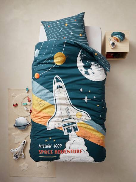 Conjunto infantil: funda nórdica + funda de almohada - SPACE ADVENTURE multicolor 