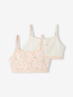 Niña-Ropa interior-Pack de 2 tops «Flores» para niña