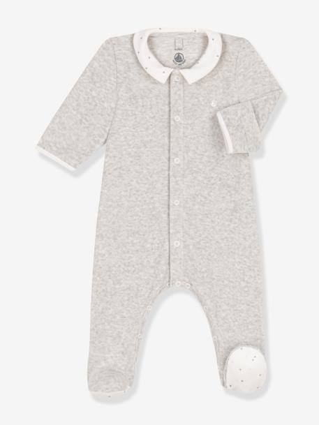 Pijama de terciopelo para bebé - PETIT BATEAU gris 