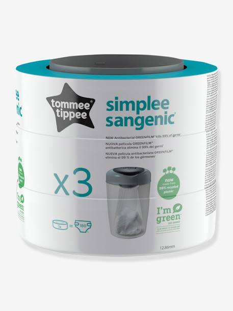 Lote de 3 recambios para cubo de basura para pañales Simplee Tommee tippee SANGENIC BLANCO CLARO LISO 