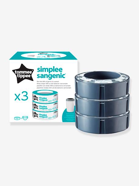 Lote de 3 recambios para cubo de basura para pañales Simplee Tommee tippee SANGENIC BLANCO CLARO LISO 