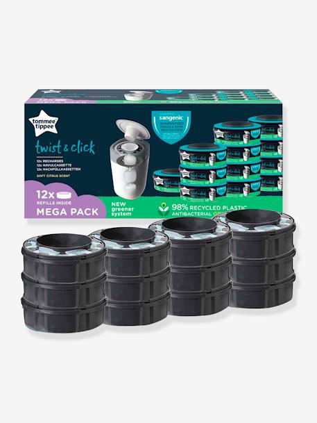 Lote de 12 recambios para contenedores de pañales Tec y Twist & Click TOMMEE TIPPEE Sangenic GRIS MEDIO LISO 