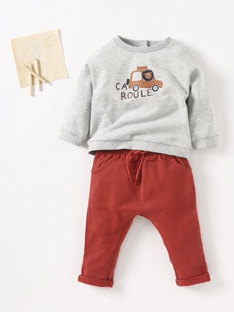 Pantalón de felpa para bebé niño Azul oscuro liso+azul pizarra+BEIGE CLARO LISO+caramelo+GRIS MEDIO JASPEADO+ROJO MEDIO LISO+VERDE MEDIO LISO 