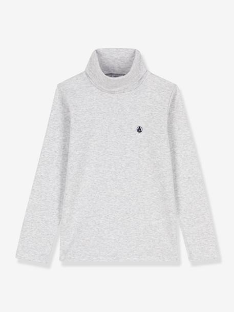 Camiseta de cuello alto de algodón orgánico PETIT BATEAU gris 