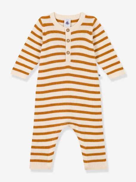 Mono a rayas de punto tricot para bebé - PETIT BATEAU beige 