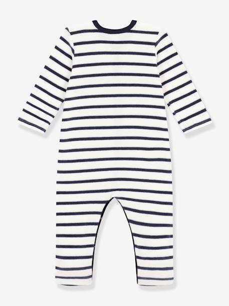 Pelele a rayas de terciopelo para bebé PETIT BATEAU blanco estampado 