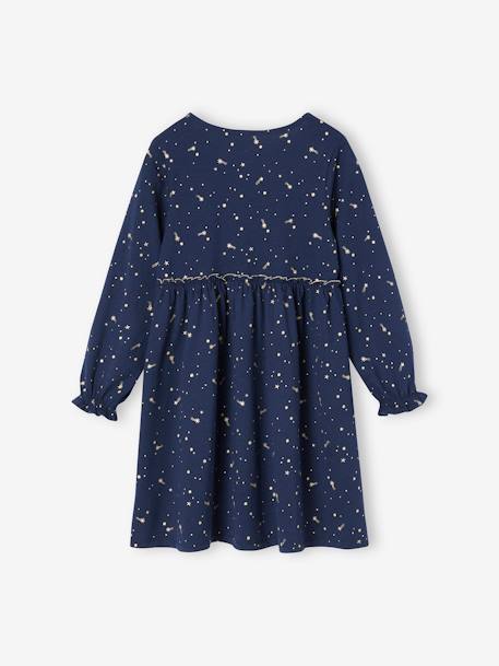 Vestido de fiesta con estrellas irisadas para niña azul marino+rojo+verde 