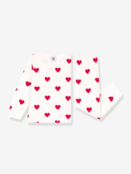 Pijama corazón de felpa PETIT BATEAU blanco estampado 