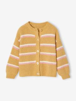 Niña-Jerséis, chaquetas de punto, sudaderas-Chaqueta a rayas de punto de seda para niña