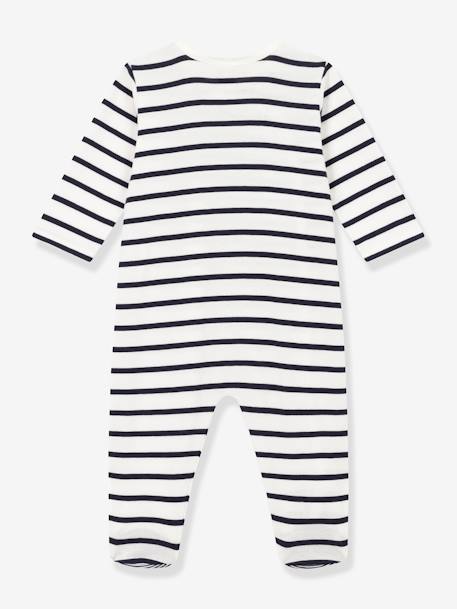 Pijama para bebé a rayas de canalé PETIT BATEAU blanco estampado 