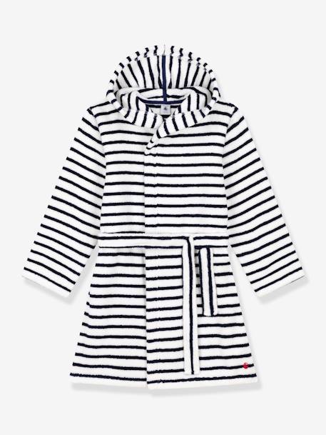 Albornoz de rizo a rayas PETIT BATEAU blanco estampado 