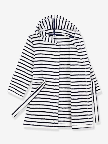 Albornoz de rizo a rayas PETIT BATEAU blanco estampado 