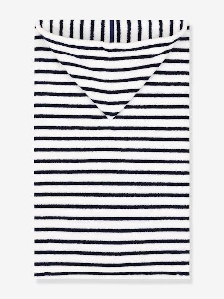 Capa de baño de rizo a rayas PETIT BATEAU blanco estampado 